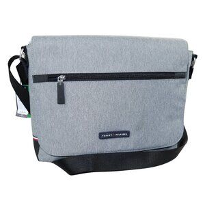 Tommy Hilfiger Melange Multi-Pocket Men's Messenger Laptop Bag NWT Gray